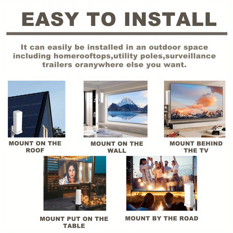 1PCS Enhanced HD TV Antenna - 4K Ready, 35DBI Amplifier, 6000-Mile Range, Supports 1080p - Ideal for Outdoor Use