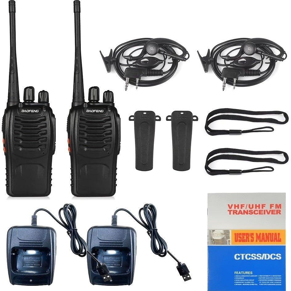 2pcs Baofeng BF-888S Handheld Two Way Radio - UHF Portable Walkie Talkies For Adults, Ideal For Hiking, Biking, And Camping - Clear Communication And Long Range Connectivity