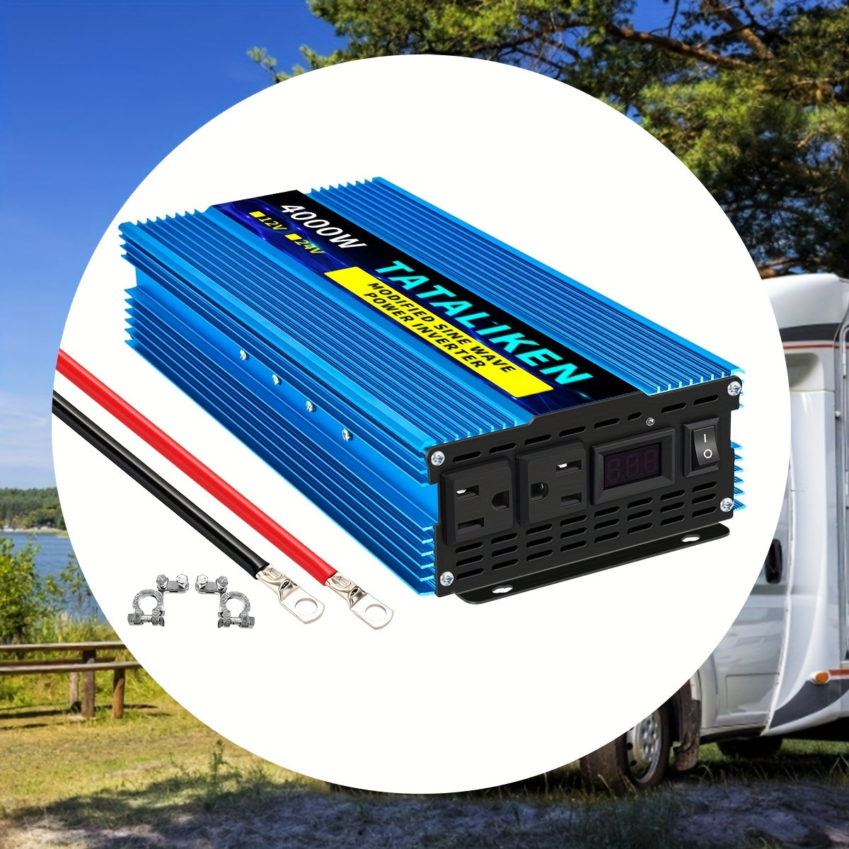4000W Heavy-Duty Car Power Inverter - Rapid DC 12V to AC 110V Converter with Smart USB Ports - Safely Charge Laptops, Smartphones & More, Perfect for Road Trips