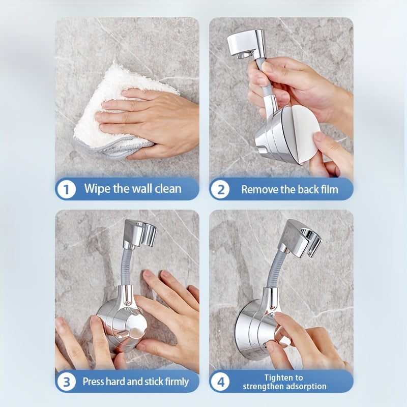 1pc Premium Shower Head Bracket - Punch-free Rainfall Sprayer, Universal Adjustable Wall Mount, Durable Nozzle Holder for Seamless Shower Experience - Modern Bathroom Accessories