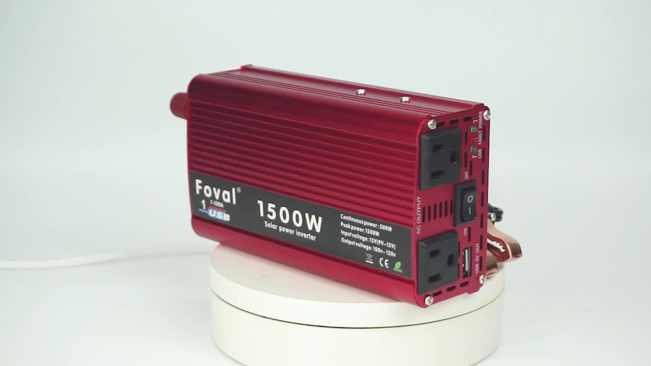 1500W Peak Car Power Inverter Converter - DC 12V to AC 110V/120V with USB Port - High-Power, Smooth Conversion, Portable for Travel Needs