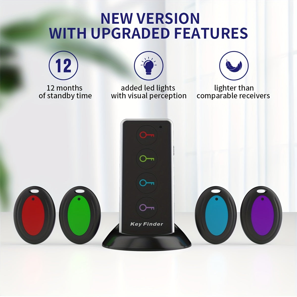 DGO 4-Receiver Key Finder | Loud 80dB Alarm, Long 131ft Range | Wireless RF Item Locator for Phone, Wallet, Pet | Battery Powered