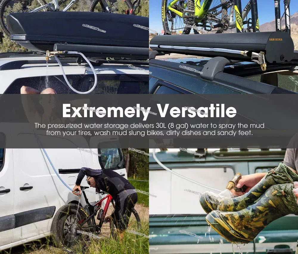 Aluminum 30L Car Roof Pressurized Camping Water Tank for Camping Shower Water Storage