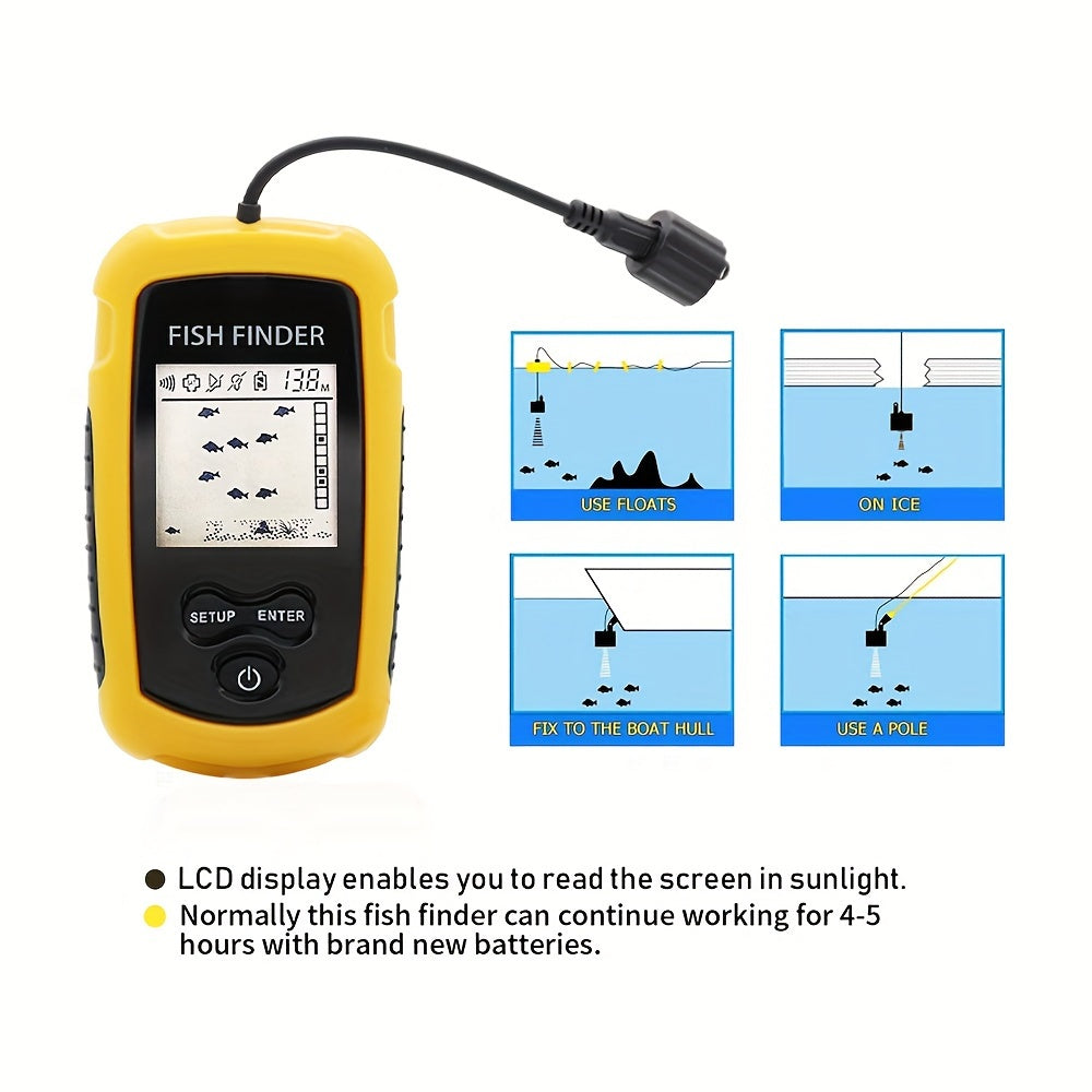 45° Wide-Angle Smart Fish Finder - Instant Alarm Sonar System with Durable Transducer for Exciting Freshwater & Saltwater Fishing Expeditions