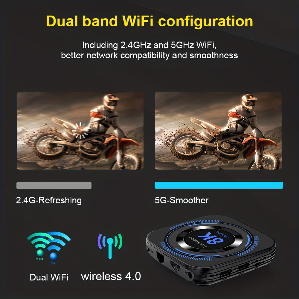 8K 4K Ultra HD Smart Android 12 TV Box - Dual Wifi 32G/64G Allwinner H618, Voice-Activated Media Player, Quad-Core Cortex A53 for Seamless Streaming