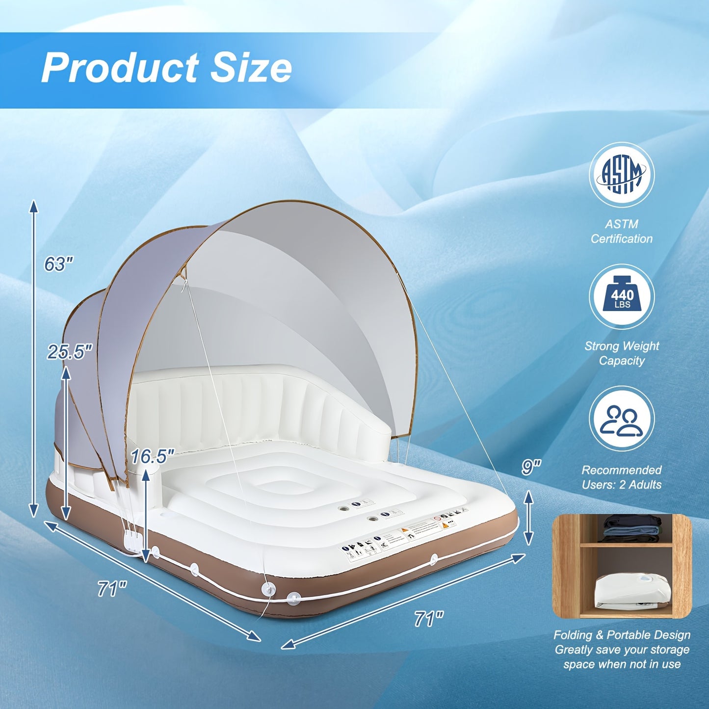 Inflatable Island Lounge Float - Relaxing Pool Raft with Comfortable Seating, Durable PVC Construction, Uncharged, Perfect for Beach and Seaside Fun