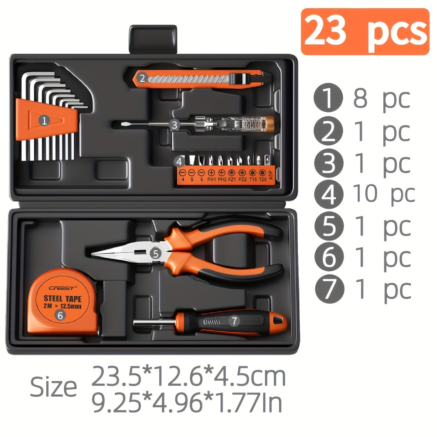 15pc/23pc H4001A Premium DIY Repair Tool Kit - High-Performance, Rust-Resistant, Versatile for Everyday Home Decoration Needs - Comprehensive Toolbox Set