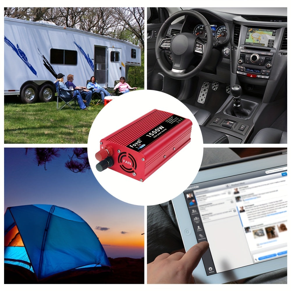 1500W Peak Car Power Inverter Converter - DC 12V to AC 110V/120V with USB Port - High-Power, Smooth Conversion, Portable for Travel Needs