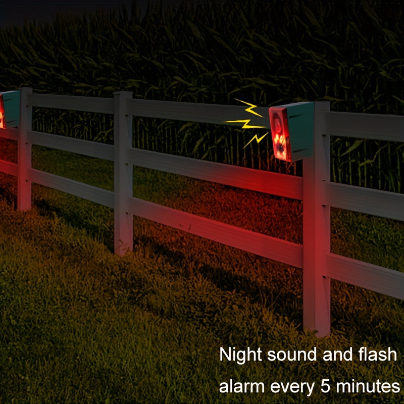 1pc 130dB Solar-Powered Alarm with Motion Detection – Dog Bark & Gunshot Sounds – Remote Controlled Security Alert System for Home, Villa, Yards, Chicken Coops, Farms, Barns