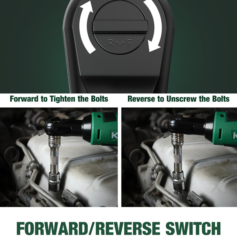 Cordless Electric Ratchet Wrench Set, 40 Ft-lbs, 400 RPM, 3/8" 12V Cordless Ratchet Kit, 60-Min Fast Charge, Variable Speed Trigger, 2-Pack Lithium-Ion Batteries, 8 Sockets, Father's Day Gift