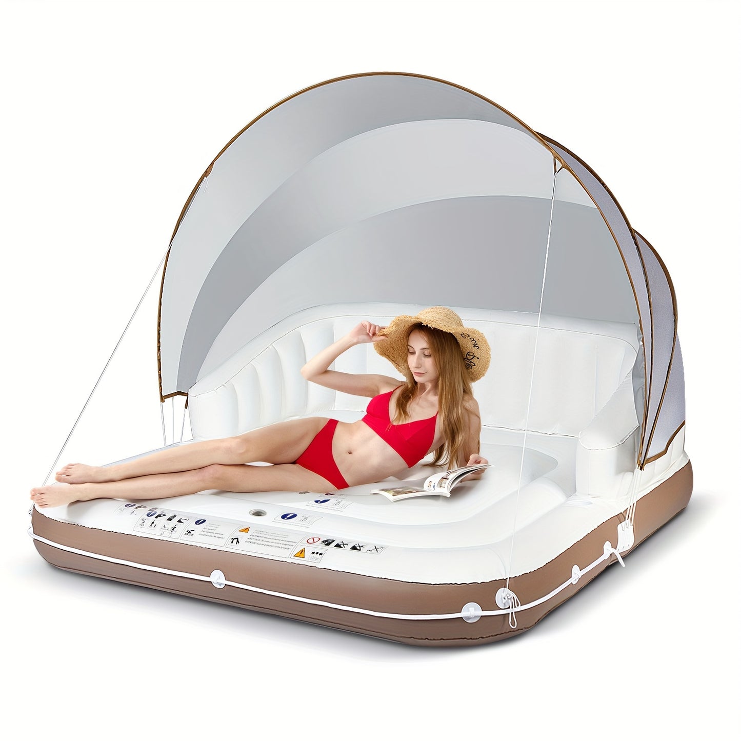 Inflatable Island Lounge Float - Relaxing Pool Raft with Comfortable Seating, Durable PVC Construction, Uncharged, Perfect for Beach and Seaside Fun