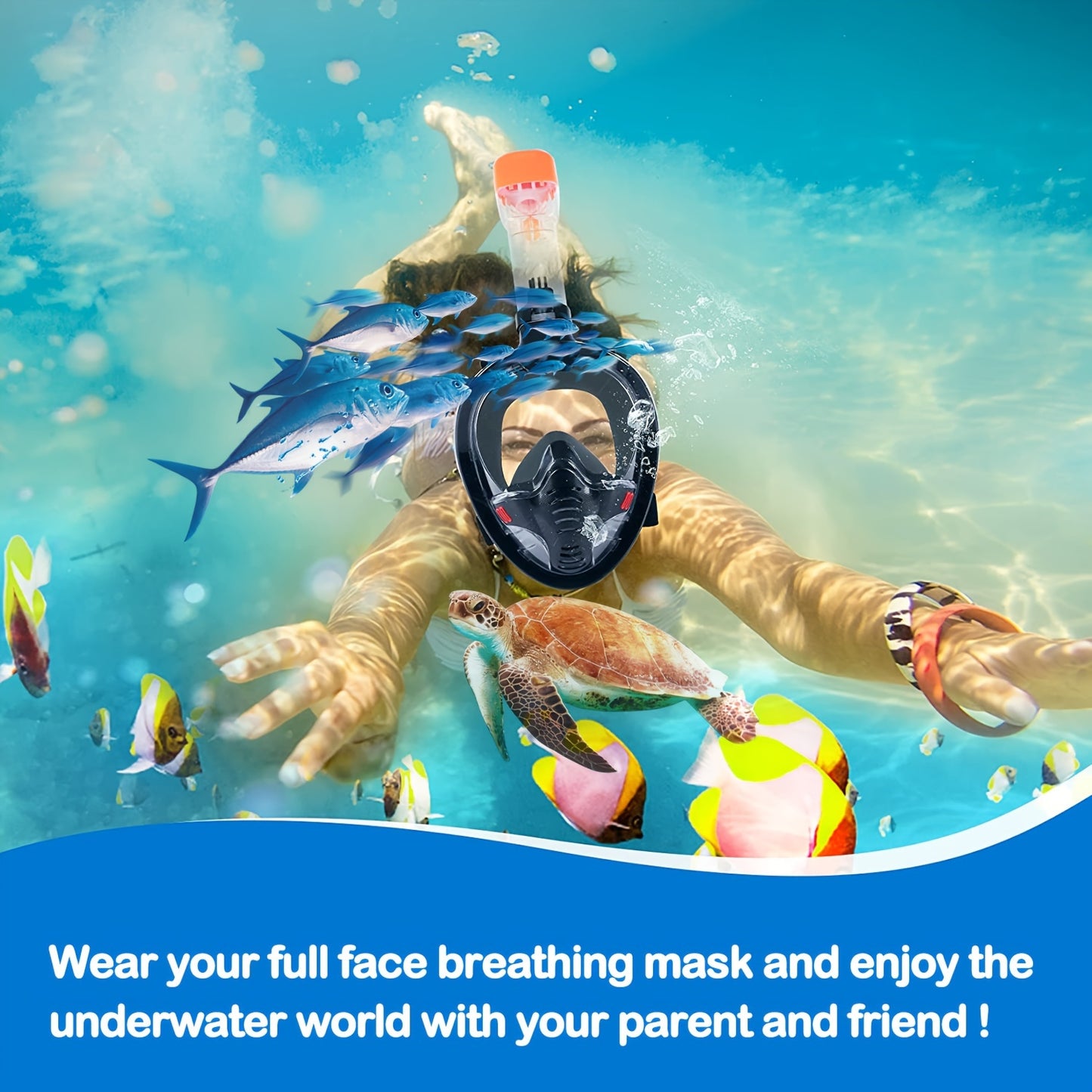 1pc Snorkel Full Face Mask - Crystal-Clear Anti-Fog Vision, Conveniently Detachable, Adjustable Straps for Comfortable Fit - Single Piece for Personal Use
