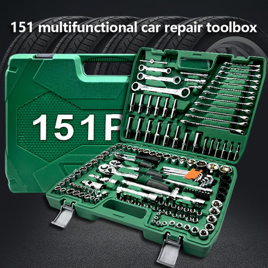 151-Piece Socket Wrench Set - Chrome Vanadium Steel, Ratchet Spanners, Multifunctional Hand Tool Kit for Car, Motorcycle, Boat Repairs & Home Use