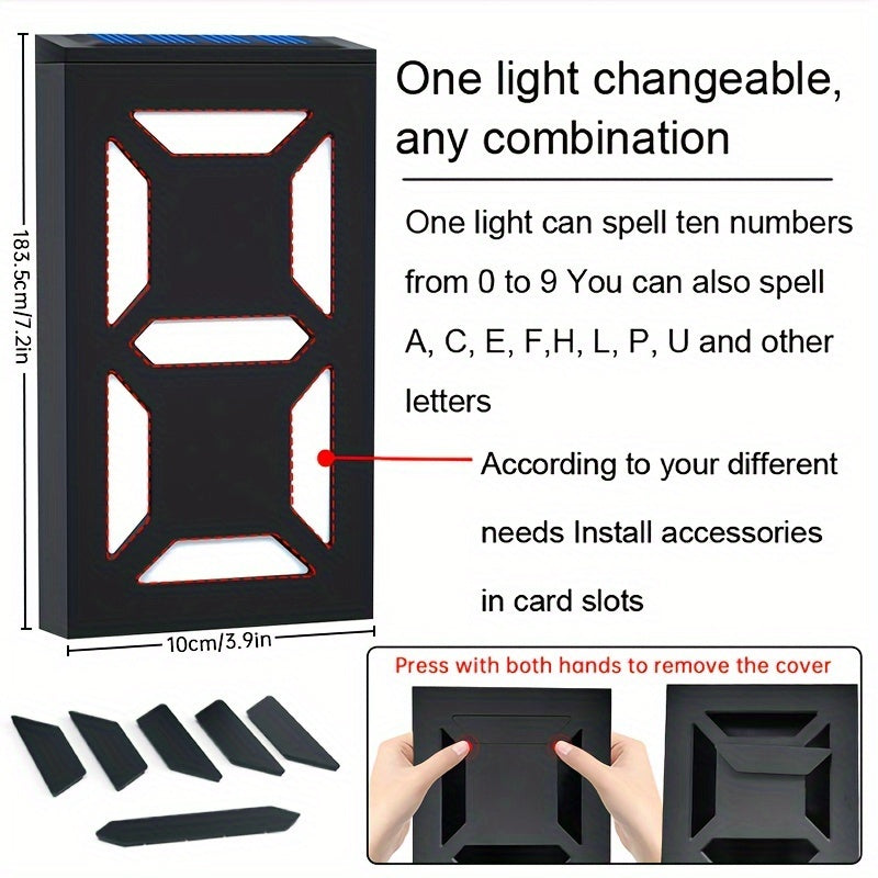 1pc Stylish Solar LED House Number Sign - Durable, Waterproof & Customizable - Bright Colorful LED Illumination for Easy Wall Mounting