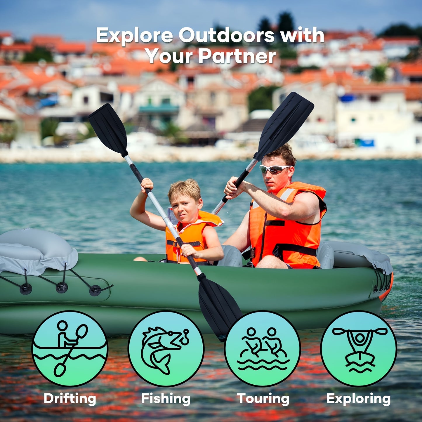 Adventure Gear Inflatable Kayak -in Style Load capacity 400lb 1-2 person, Green 
 Explore the Waters