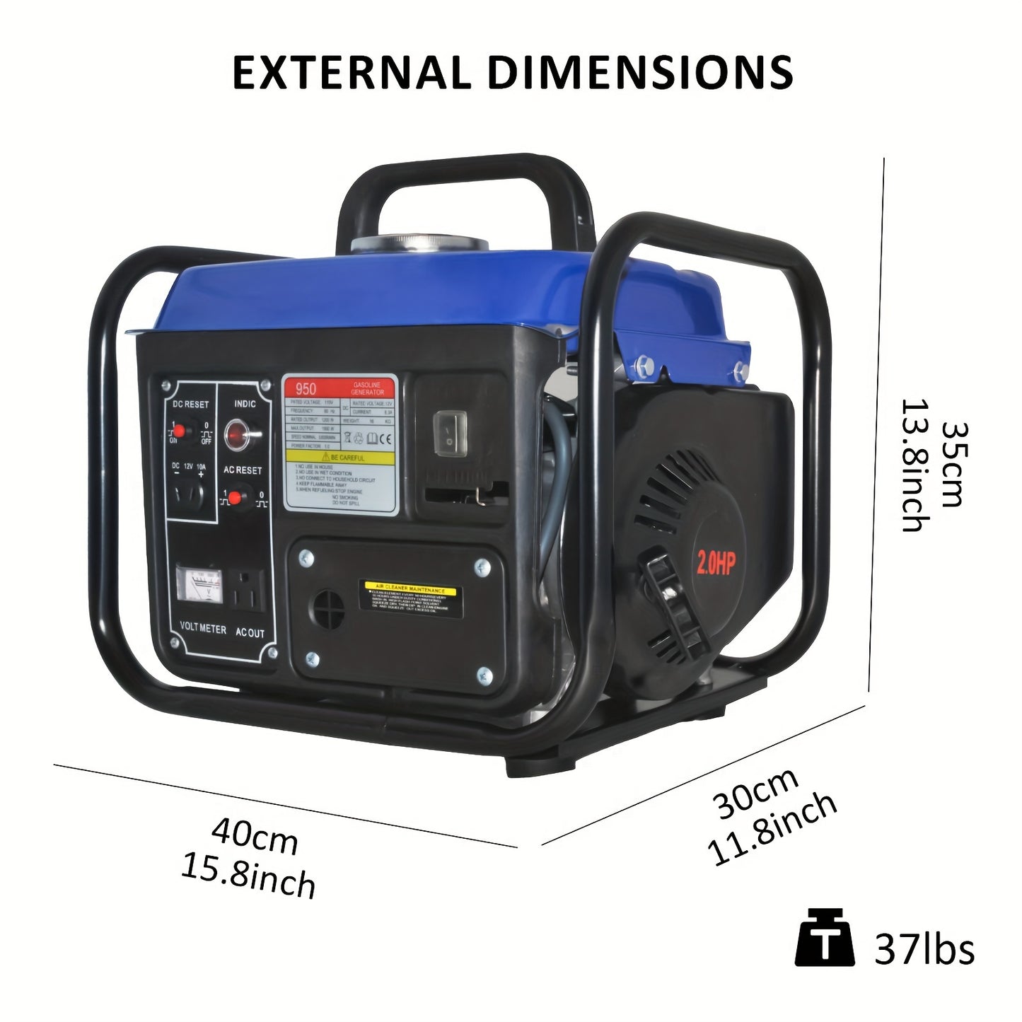 1200W Gas-Powered Generator, AC110V/ DC 12V 8.3A, Gas-Powered Portable Generator, EPA Compliant, With Outlet, Lightweight For Backup Home Us & Camping