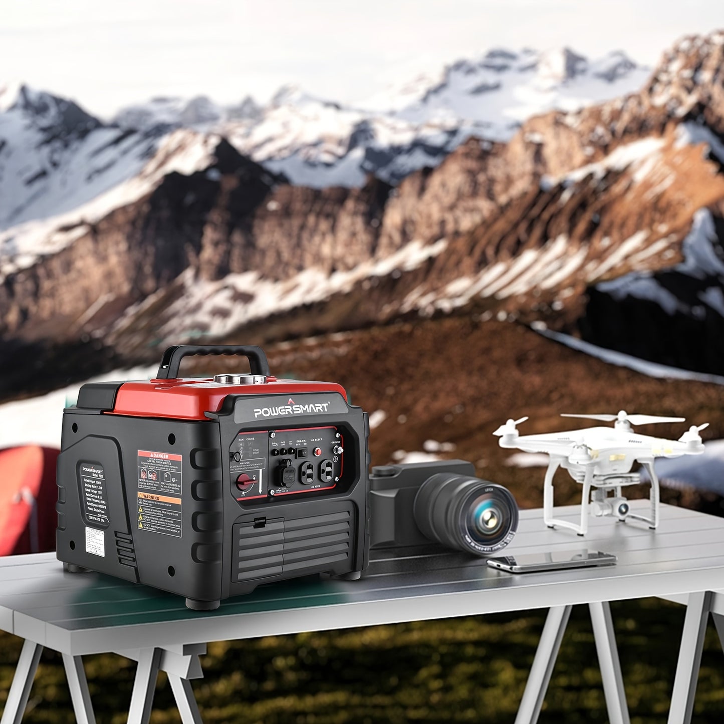 1500-Watt PowerSmart Portable Inverter Generator - Ultra-Light, Quiet, and CARB Compliant - Perfect for Camping and Outdoor Activities with Recoil Start, Small Size, and Gas Powered Efficiency