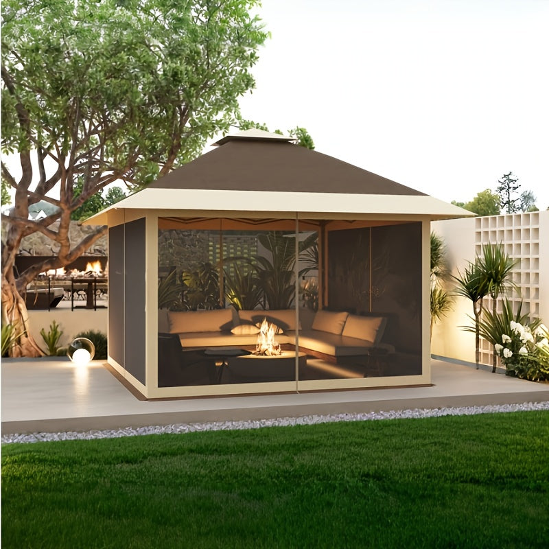 12 x 12 Deluxe Outdoor Gazebo - Sturdy Heavy Duty Construction, Weather-Resistant Double Roof, Insect-Repellent Netting, Elegant Curtains, and Spacious Patio Canopy - Perfect for Deck, Backyard, Garden, and Lawn Settings