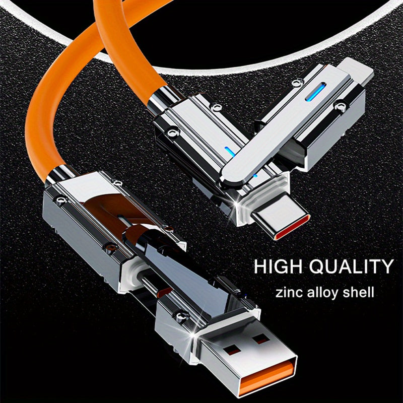60W Multi-Device Fast Charging Cable - 4-in-1 USB Connectivity for iPhone, Samsung, Xiaomi - Durable Tablet Charger with Quick Charge Functionality for On-the-Go Convenience