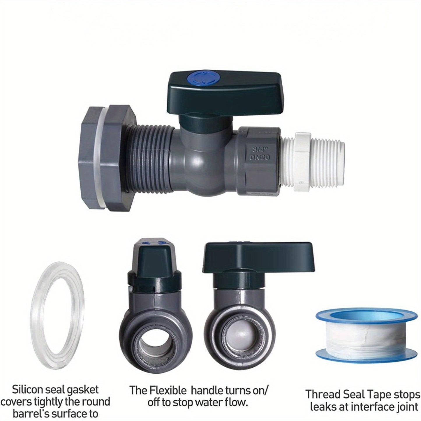 1pc Classic Style Large Capacity PVC Water Barrel Spigot Kit - Universal Thread Connection, Wall Mountable, Includes Installation Hardware, Durable Plastic Material, Perfect for Garden and Rain Barrel Water Storage