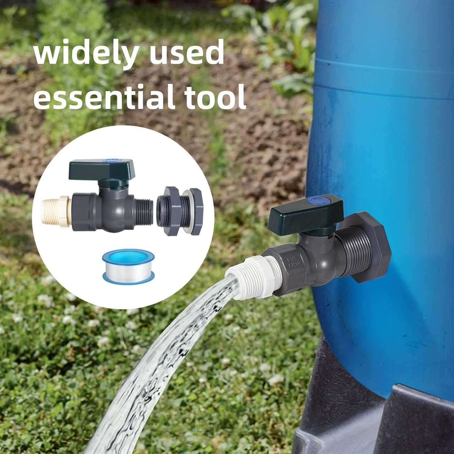 1pc Classic Style Large Capacity PVC Water Barrel Spigot Kit - Universal Thread Connection, Wall Mountable, Includes Installation Hardware, Durable Plastic Material, Perfect for Garden and Rain Barrel Water Storage