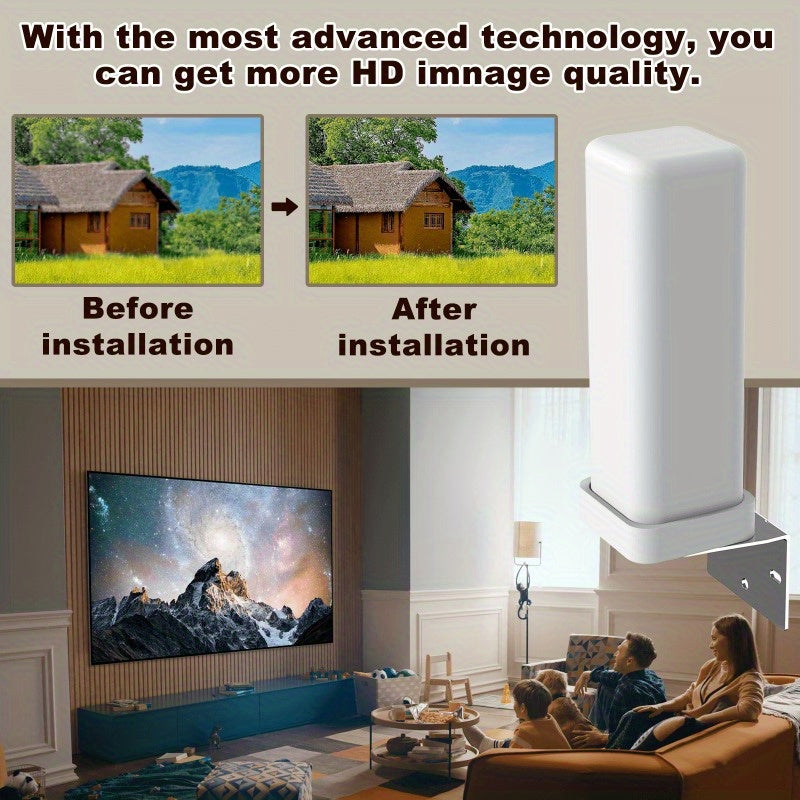 1PCS Enhanced HD TV Antenna - 4K Ready, 35DBI Amplifier, 6000-Mile Range, Supports 1080p - Ideal for Outdoor Use