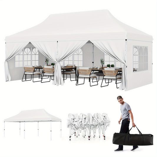 Gymax 10 x 20 FT Canopy w/ 6 Detachable Sidewalls Carrying Bag UPF50+ Sun Protection White