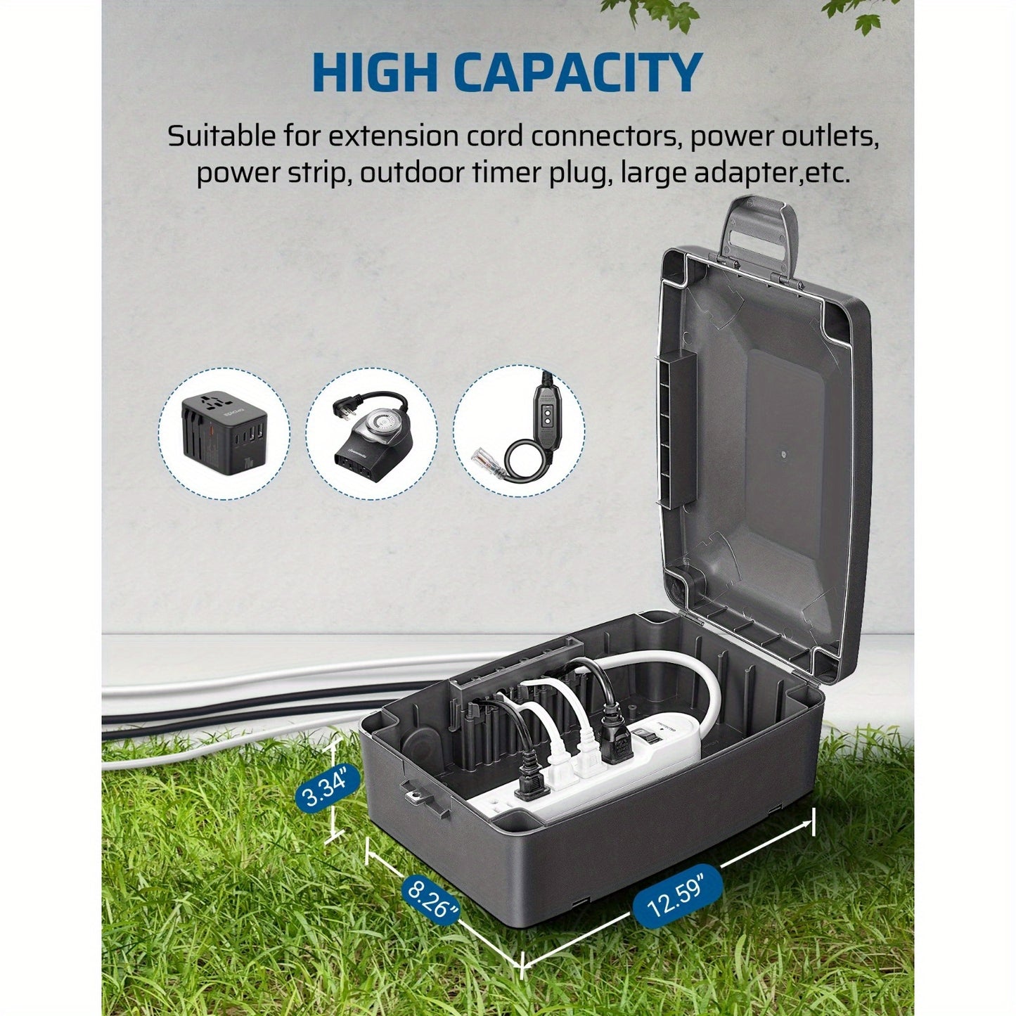 DEWENWILS Outdoor Electrical Box, Waterproof Power Cord Protector for Electrical Connections for Extension Cords