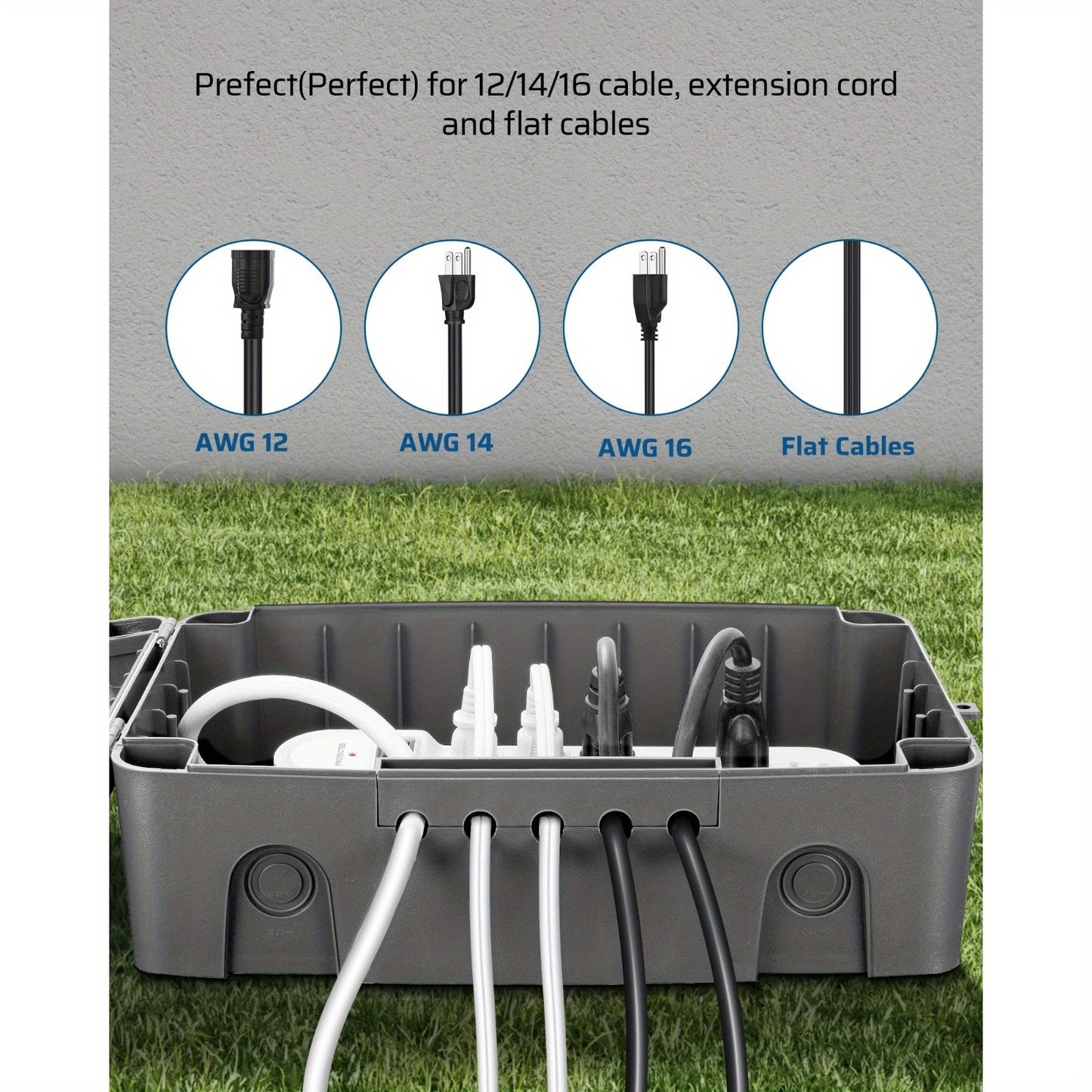 DEWENWILS Outdoor Electrical Box, Waterproof Power Cord Protector for Electrical Connections for Extension Cords