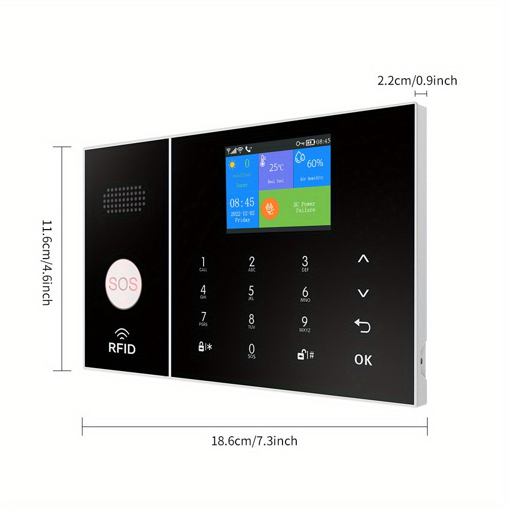 Wifi 4G Wireless Alarm System Smart Home Child Safety Home Anti-theft System Smart Life App Control Works with ALexa Motion Detector Door and Window Sensor Remote Control RFID Keypad Siren for Residential Apartment Office