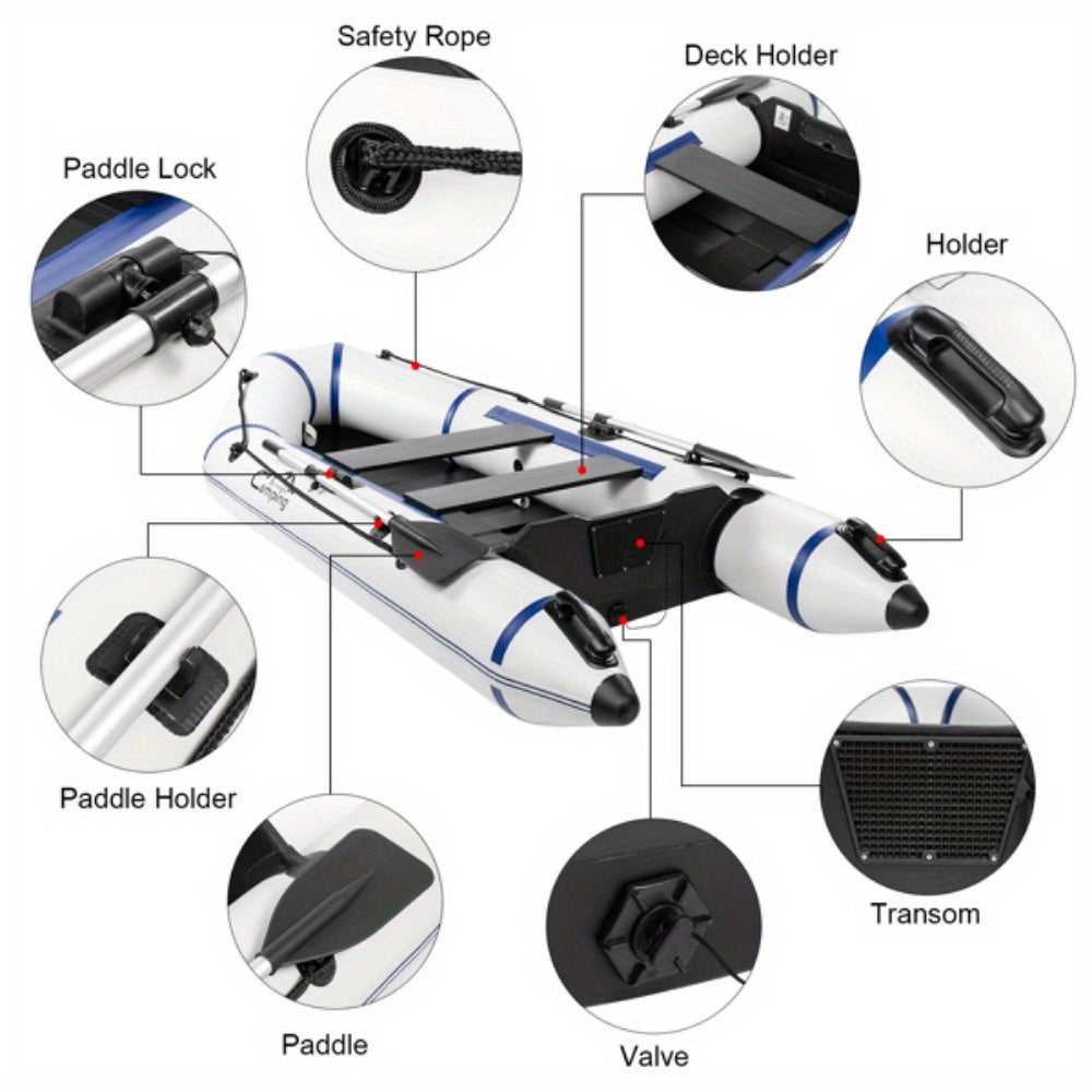 10ft Inflatable rubber dinghy thickened hard bottom kayak hovercraft fishing boat inflatable boat life-saving motorboat assault boat