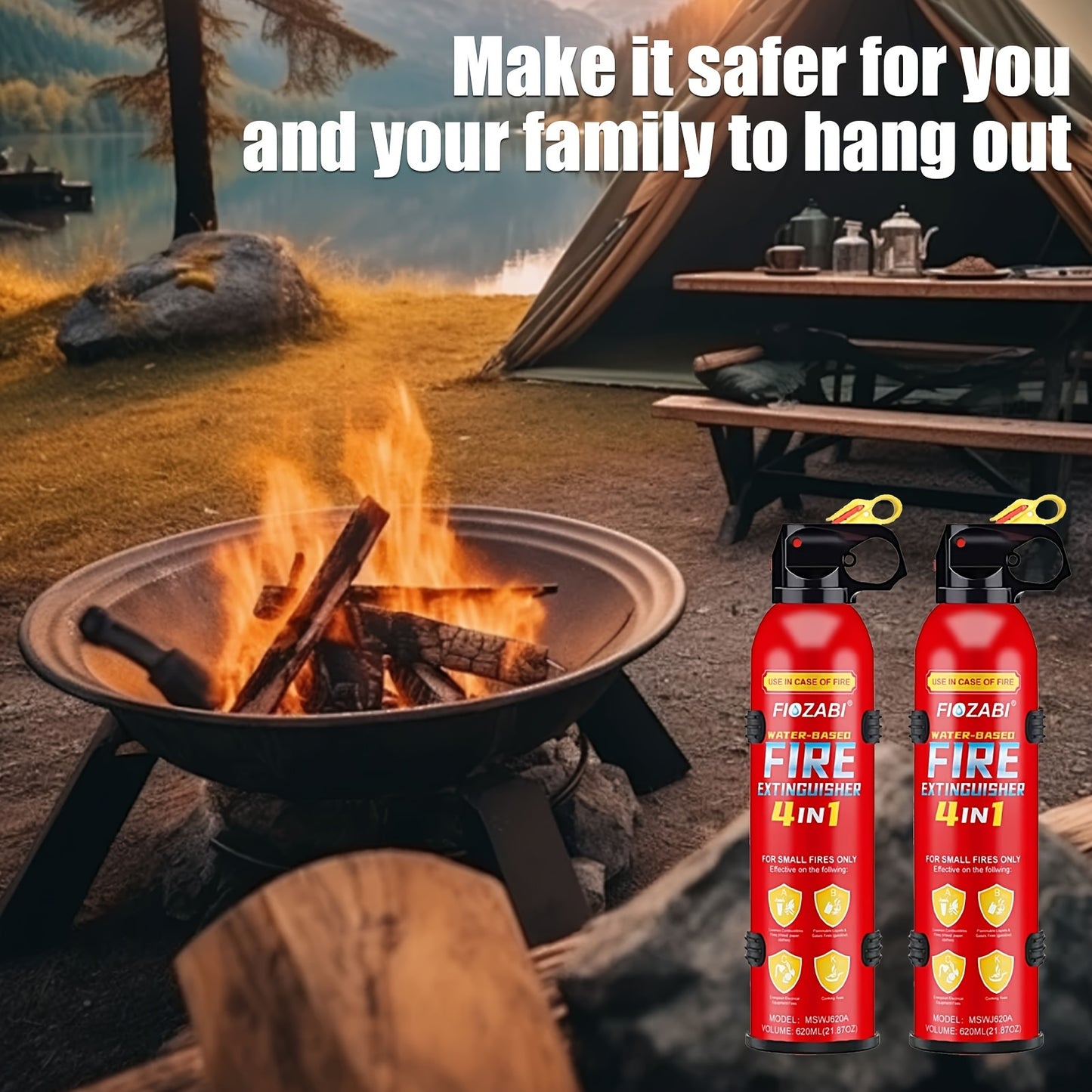 1pc/2Pcs/4Pcs Portable Fire Extinguisher Spray 4 in-1 With Bracket for The House/Car/Kitchen/Garage/Home,0.5-A:21-B:C:5K Water-Based Fire Extinguishers(620ml/21.87OZ)