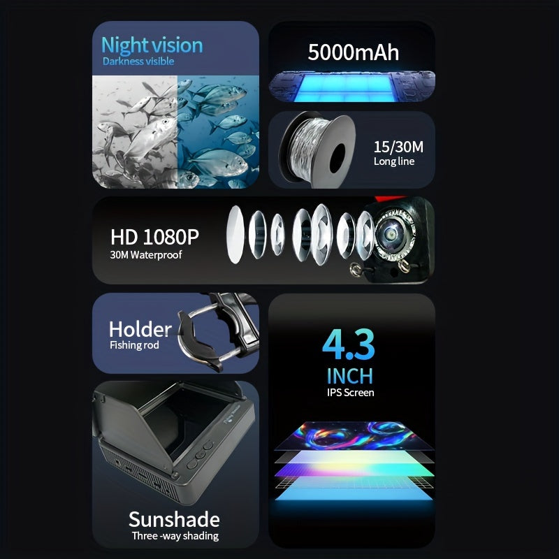 4.3-inch Underwater Fish Finder With High-definition Visual Anchor Fish Display Screen, Night Vision Underwater Fish Camera, New Fishing Model