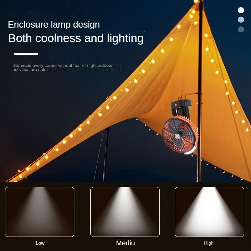 Outdoor Camping Fan Multi functional Tripod LED Light Tent Shake Head Fan USB Charging Fan