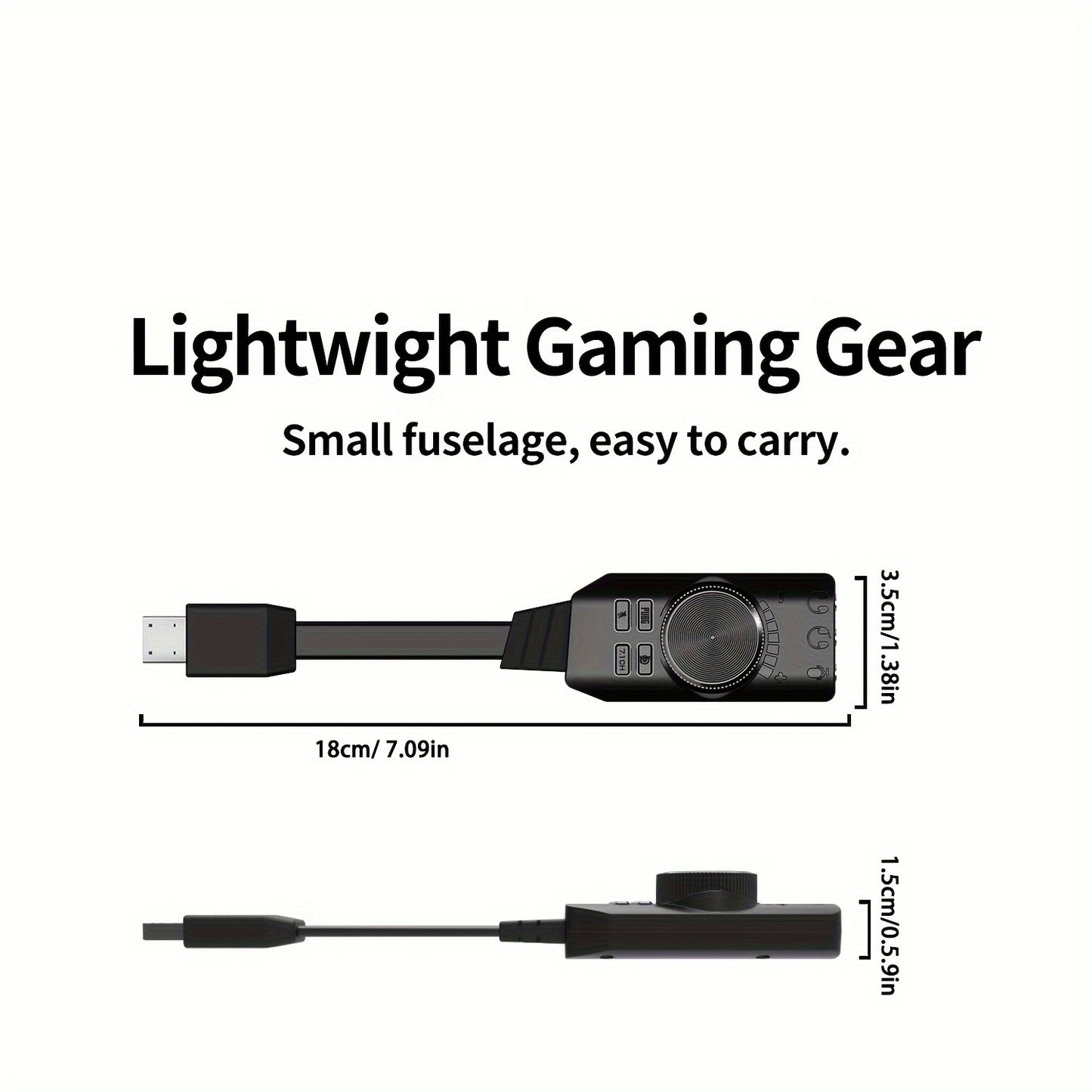 7.1 Surround USB External Sound Card for PC Gaming | DSP Audio Amplifier | Virtual Audio Adapter for Notebooks and Smartphones Without Battery | Plug and Play Computer Sound Enhancement Device