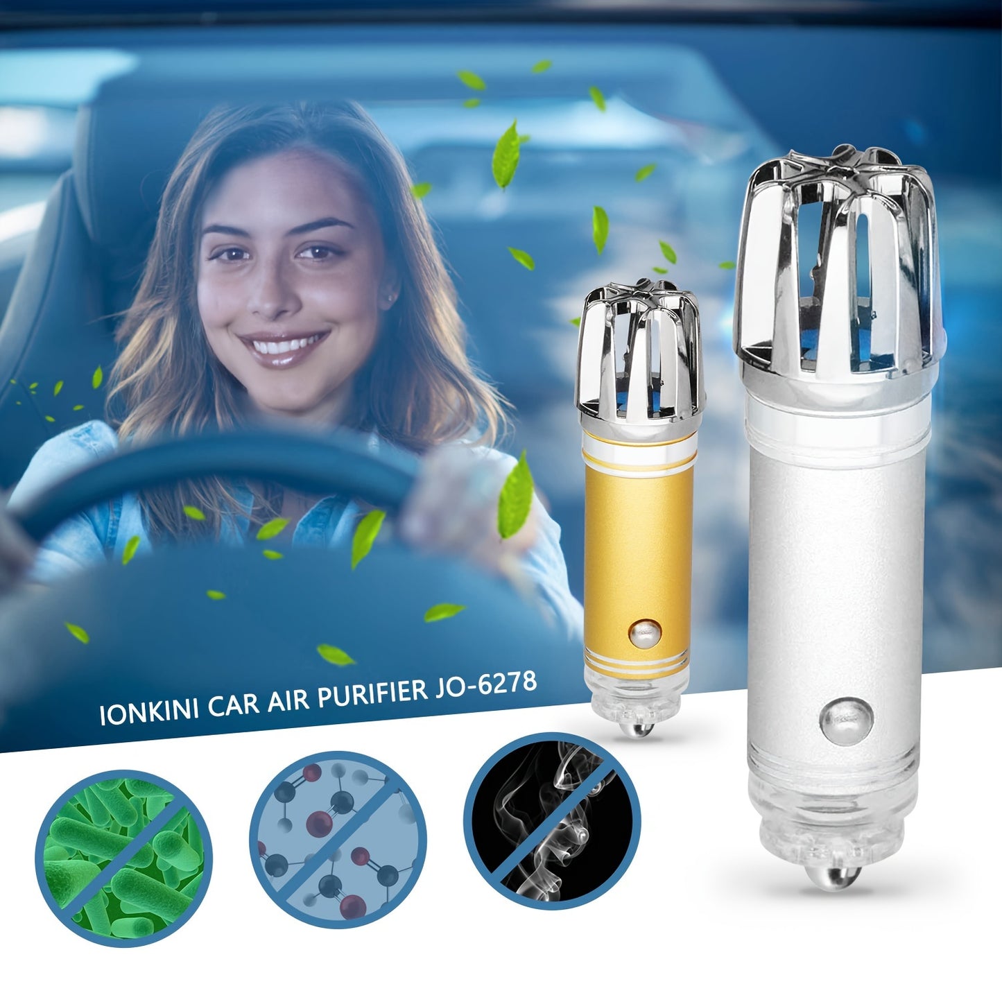 Mini Car Air Purifier Ionizer, 12V Plug In Car Air Freshener To Remove Smoke Smell, PM2.5, Pollen, Bacteria, To Reduce Bad Odors, RV Auto Decoration Gift, Car Interior Accessory