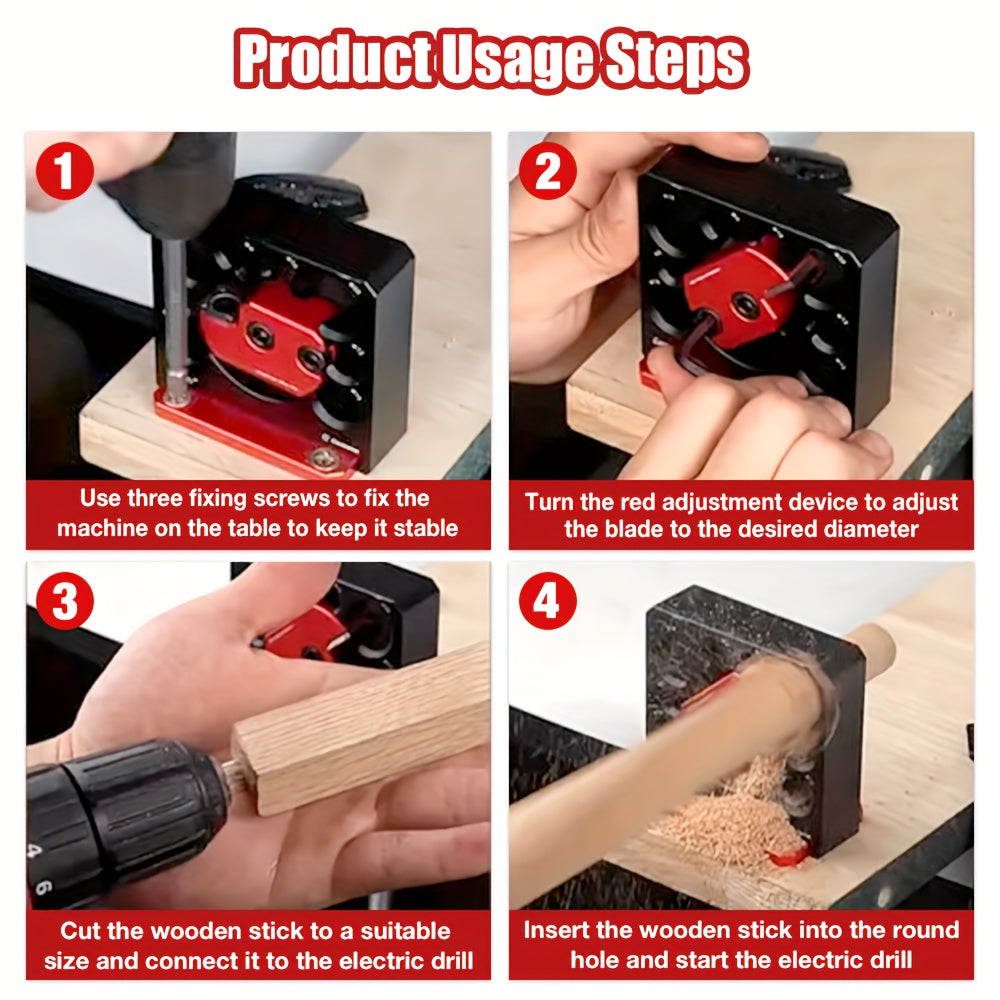 1 Set Professional Dowel Making Jig Kit - Adjustable 8-20mm Round Bar Grinder with Carbide Blade, Electric Drill Milling and Turning Tool for Woodworking, Metal Material, Precise Cutting and Grinding of Wooden Rods