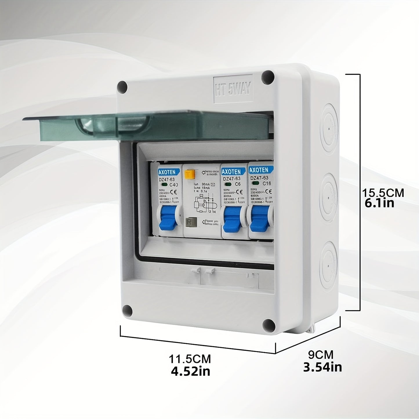 5/8 Circuits Miniature Circuit Breaker Switch Box - Compact Surface-Mounted Distribution Box with 63A/40A Circuit Breaker and 6A+10A+16A+20A+32A Air Switch for Home, Office, and Shopping Center Electrical Systems