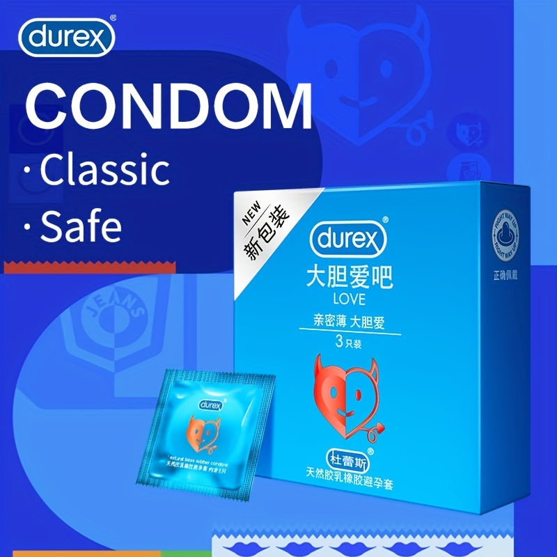 3pcs Durex Condom Bold Love Natural Rubber Condom Quality Assurance Genuine Safety Male Condom Contraceptive Nominal Width 52mm Vanilla Flavor