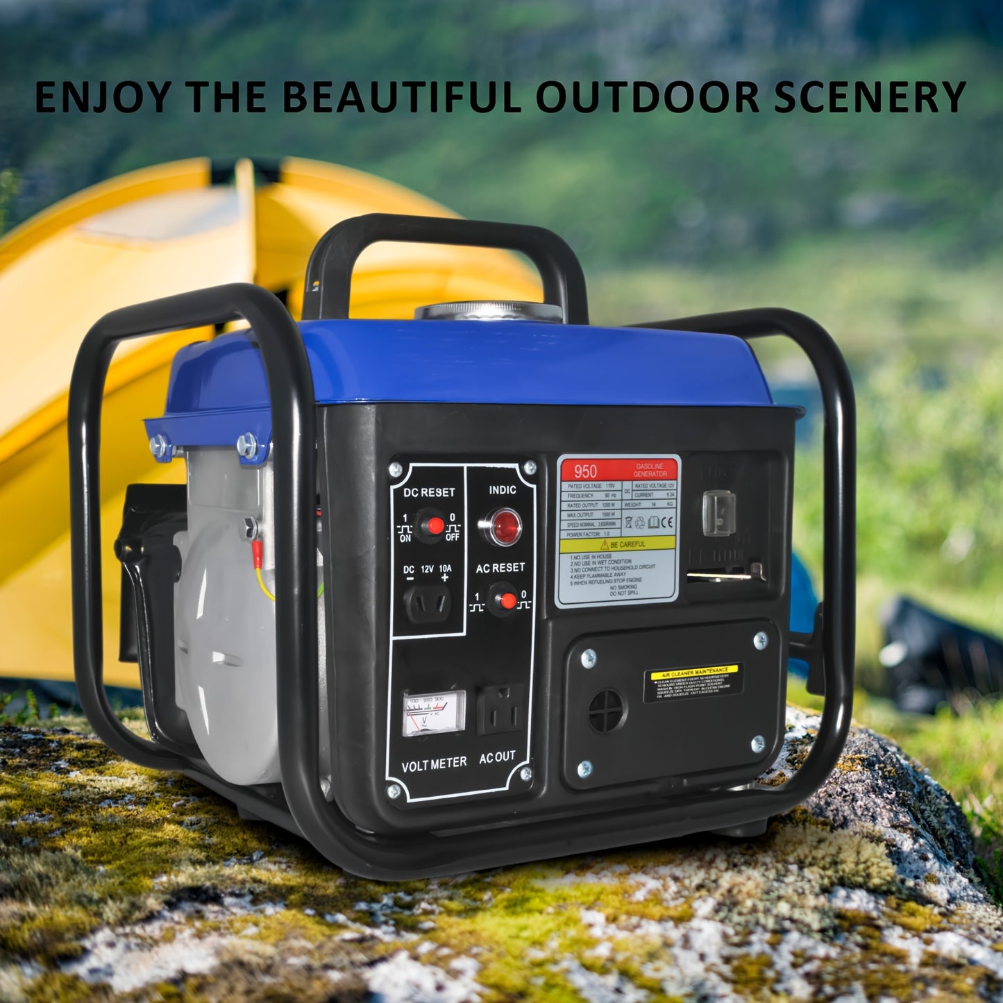 1200W Gas-Powered Generator, AC110V/ DC 12V 8.3A, Gas-Powered Portable Generator, EPA Compliant, With Outlet, Lightweight For Backup Home Us & Camping