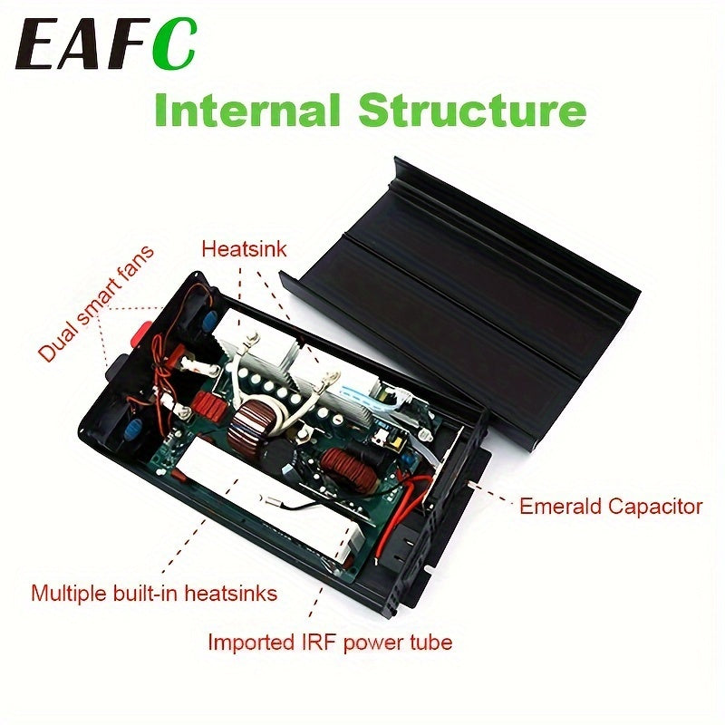 High-Efficiency 7000W Car Power Inverter - Pure Sine Wave, DC 12V to AC 110V Converter with LCD Display for Road Trips
