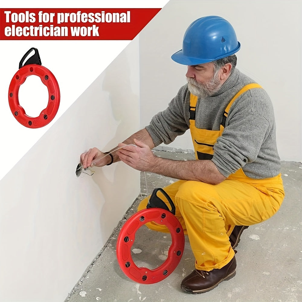 30M Long Premium Polyamide Glass Fiber Fish Tape Reel Puller - Durable Nylon Conduit Guide Rod for Efficient Cable Fishing and Wire Installation - Heavy-Duty Lead Puller Cable Fishing Tools