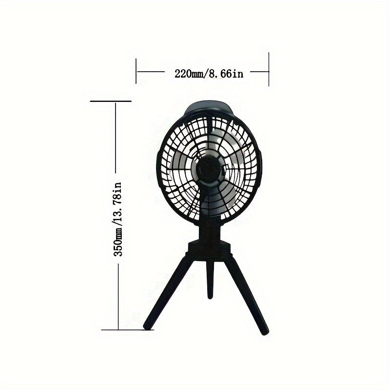 Outdoor Camping Fan Multi functional Tripod LED Light Tent Shake Head Fan USB Charging Fan