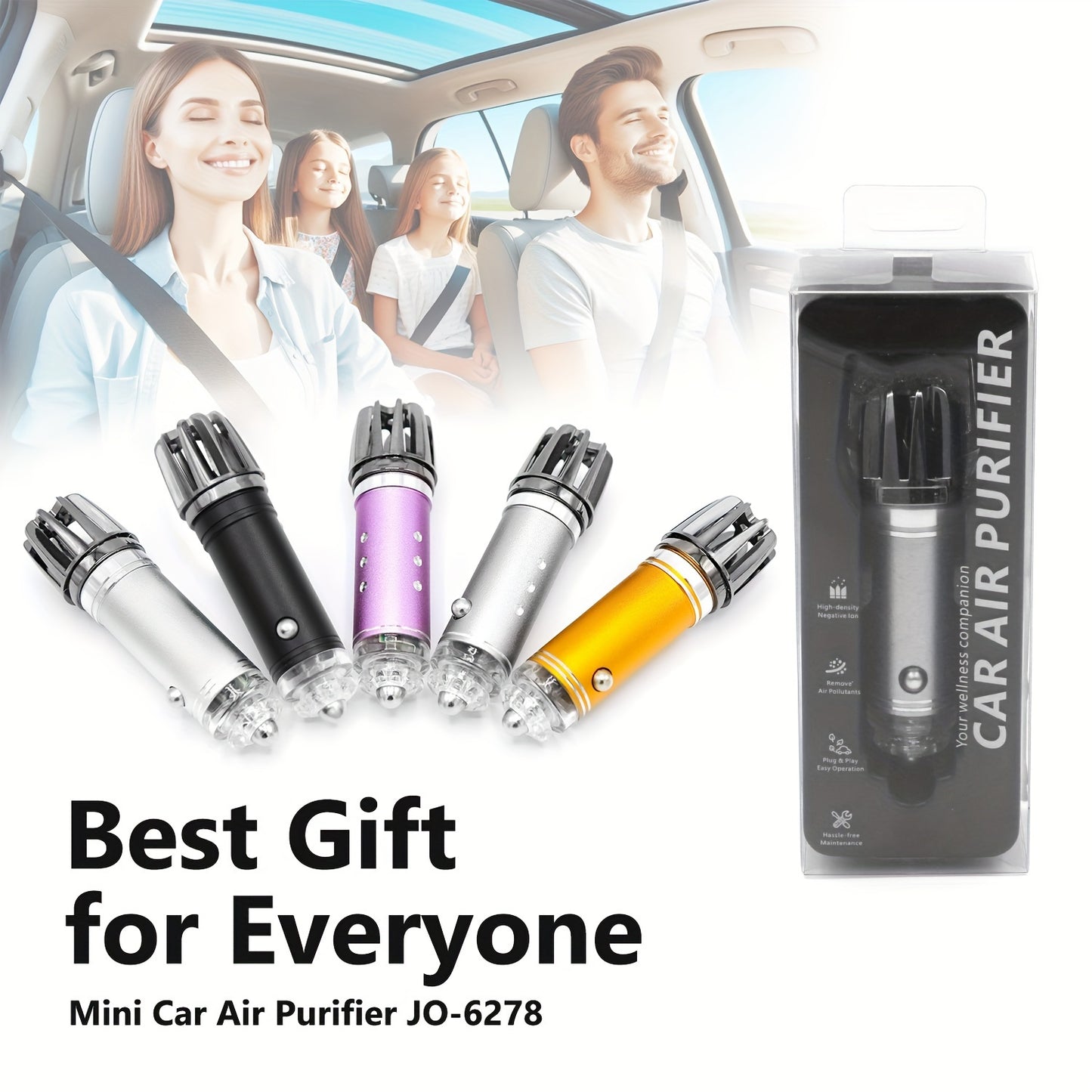 Mini Car Air Purifier Ionizer, 12V Plug In Car Air Freshener To Remove Smoke Smell, PM2.5, Pollen, Bacteria, To Reduce Bad Odors, RV Auto Decoration Gift, Car Interior Accessory