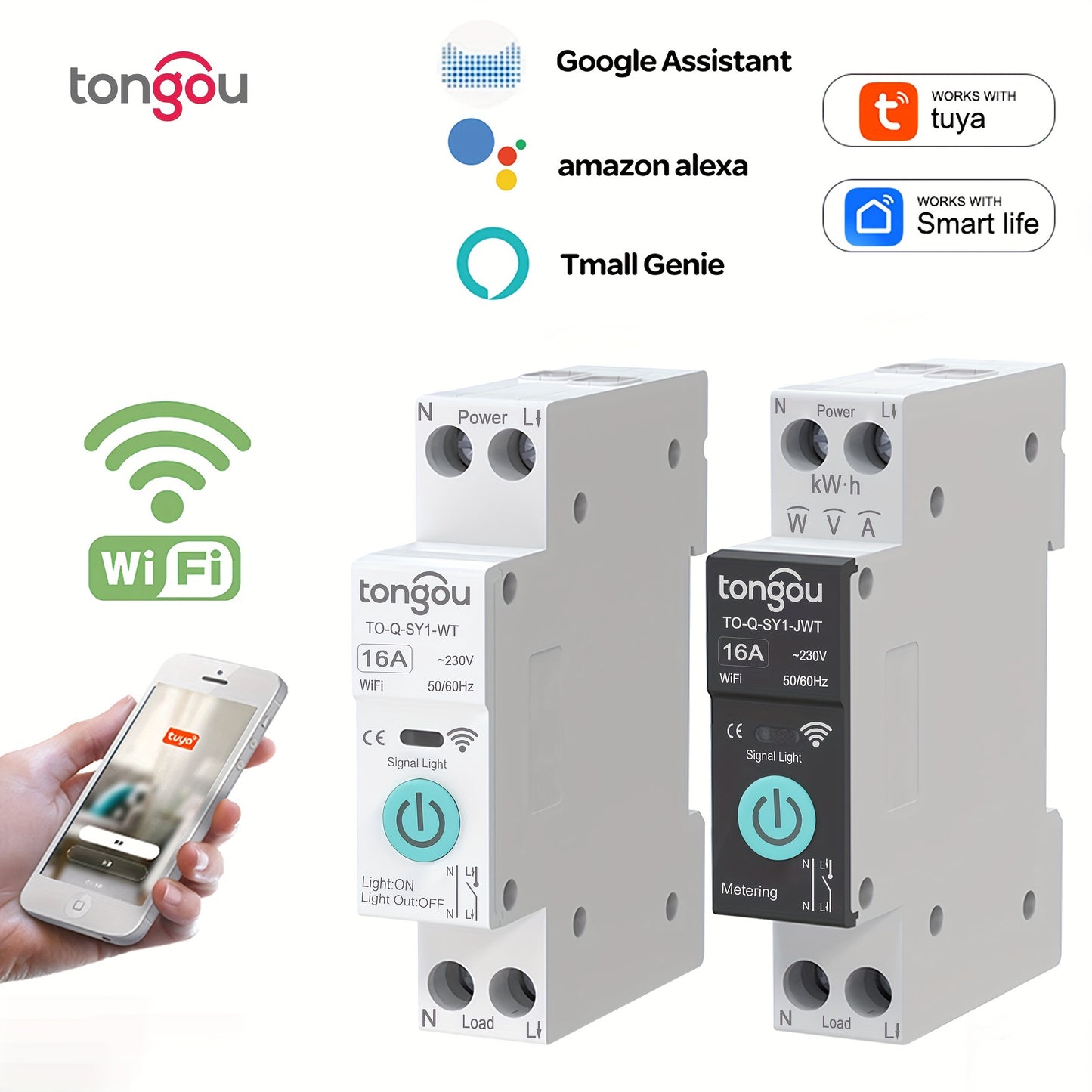 1pc TUYA WiFi Smart Home Switch Breaker - Wireless Remote & App Control, Energy Metering, Timer & Countdown - Effortless Automation for Your Smart Life with TUYA Integration