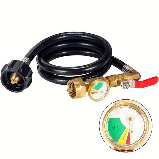 New Generation Propane Refill Adapter Hose - 36 with Pressure Gauge & On-Off Valve - High Pressure 350PSI Connection for QCC/Type1 Inlet 1LB Gas Tanks - Safe, Portable, Perfect for Camping Grills