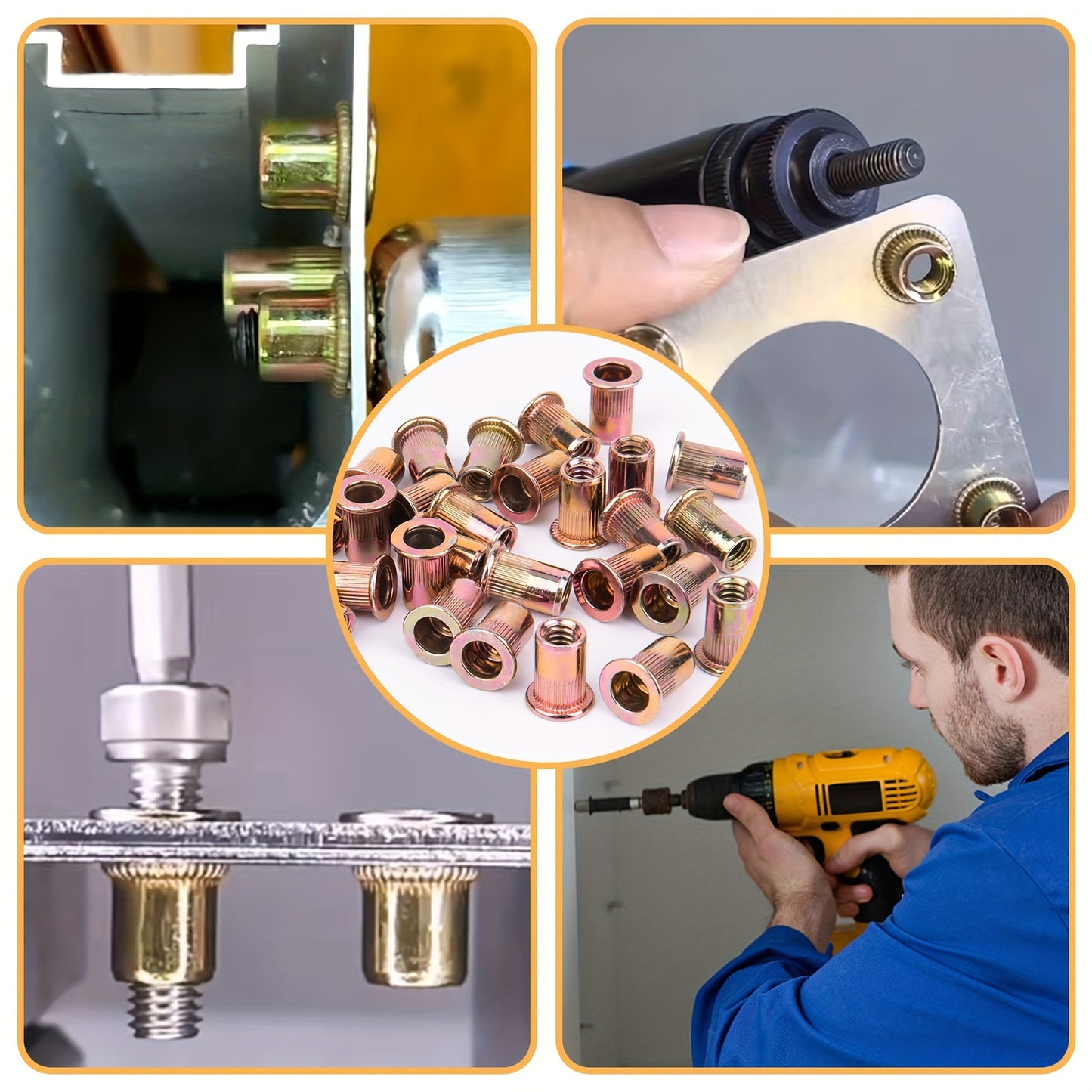 300PCS Rivet Nut Assortment Kit - VIGRUE 16 Heavy-Duty Rivet Nut Tool Set with 15PCS Metric & Inch Mandrels M3 to M12, 6-32 to 1/2-13 - Iron Construction for Durability and Long-Lasting Performance