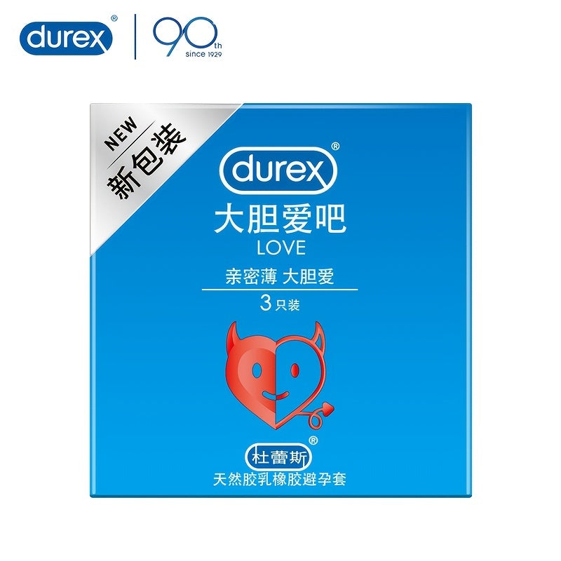 3pcs Durex Condom Bold Love Natural Rubber Condom Quality Assurance Genuine Safety Male Condom Contraceptive Nominal Width 52mm Vanilla Flavor