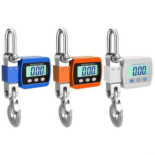 Heavy-Duty 500Kg Portable Crane Scale: Precise, Easy-Read LCD, Battery-Powered, in Blue/Orange/White