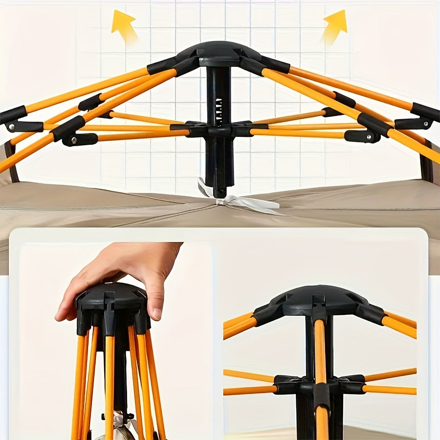 3-4 Person Pop-up Camping Tent - Automatic Instant Shelter, Waterproof & UV Guard, Mosquito-Free, Well-Ventilated, Quicksand Golden, Ultra-Portable with Carry Bag